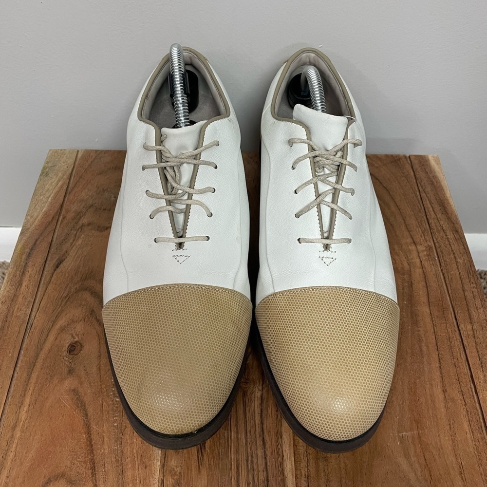 Footjoy Golf Shoe Tan White 9.5 Medium Europa Collection